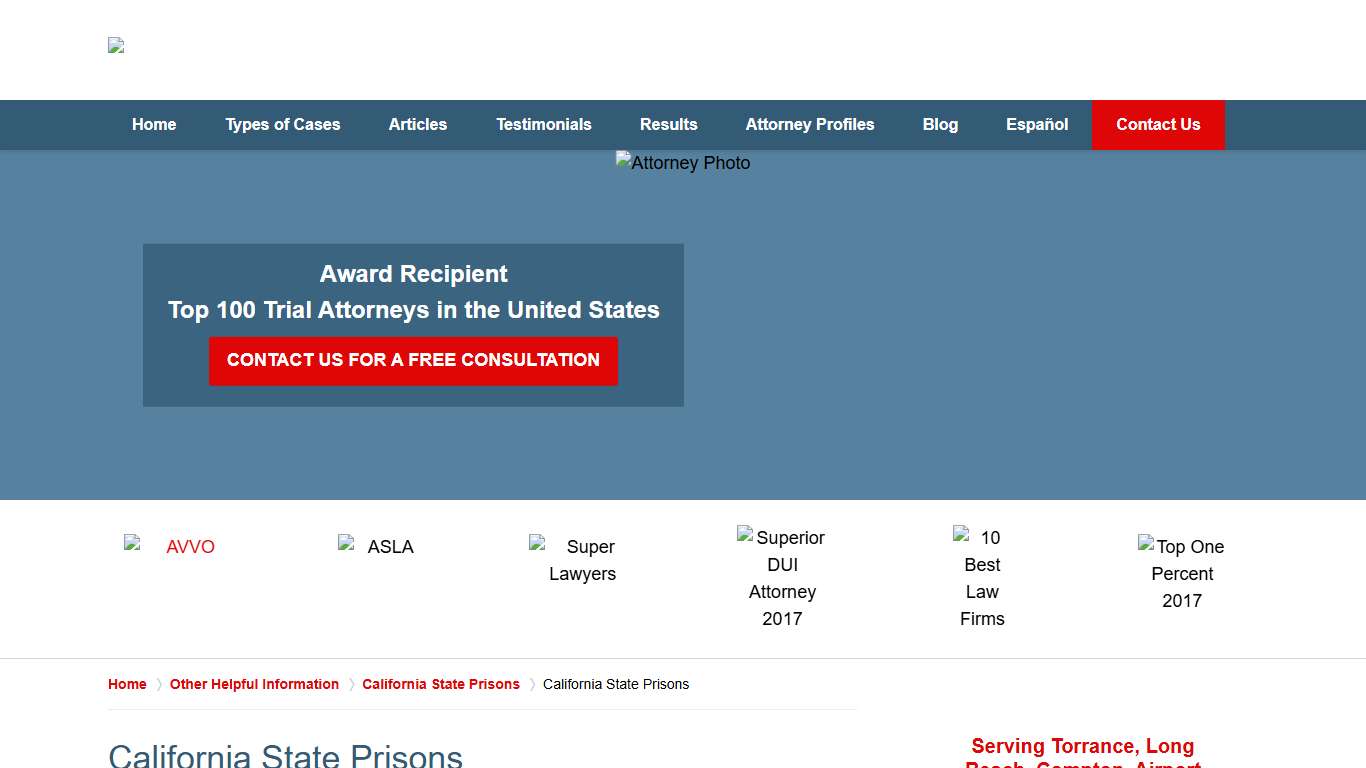 California State Prisons :: Rancho Palos Verdes, California Criminal Defense Lawyers Greg Hill & Associates