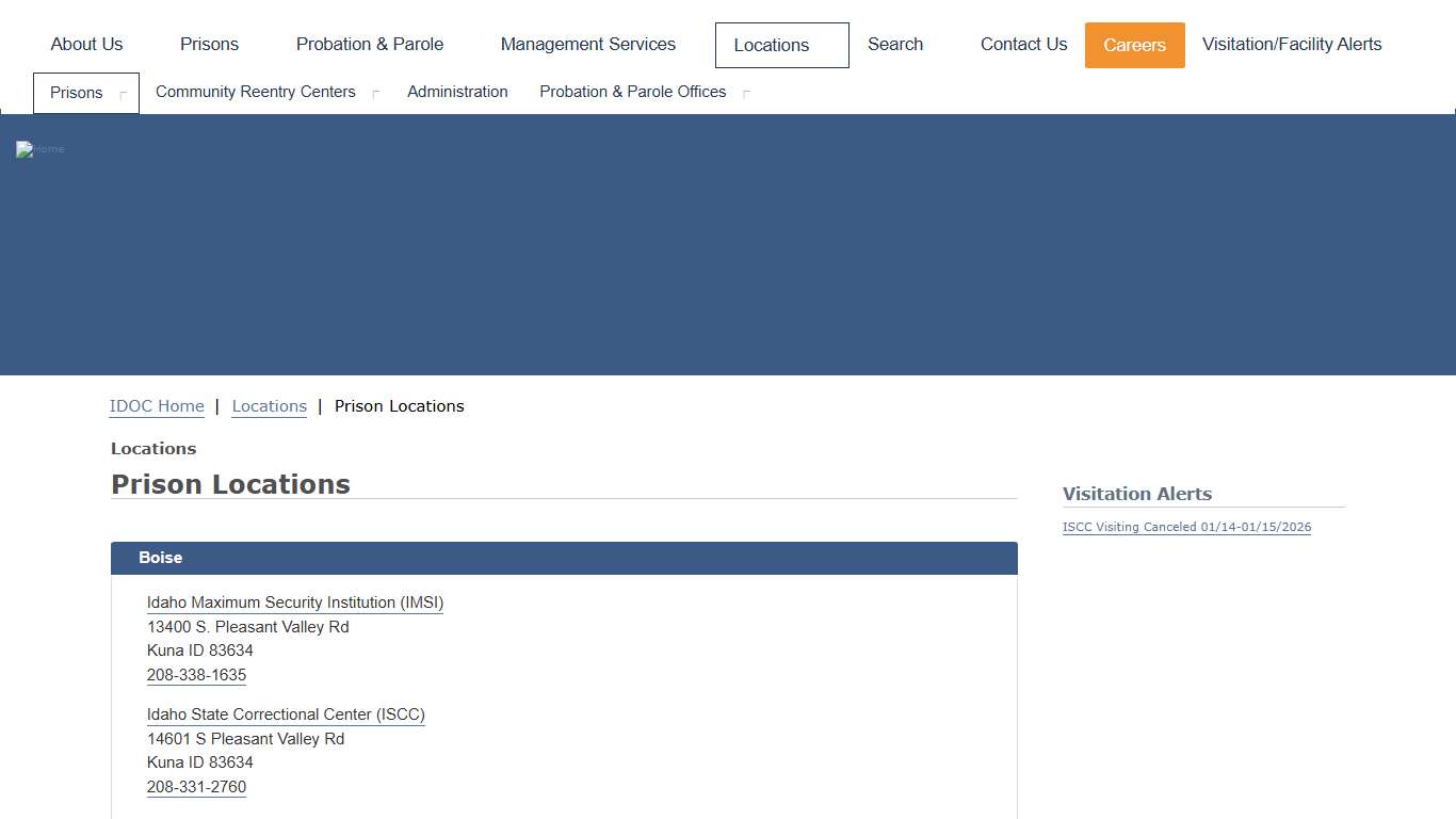 Prison Locations Idaho Department of Correction